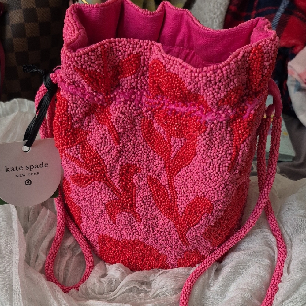 Kate Spade Vibrant Pink and Red Beaded Mini Bag